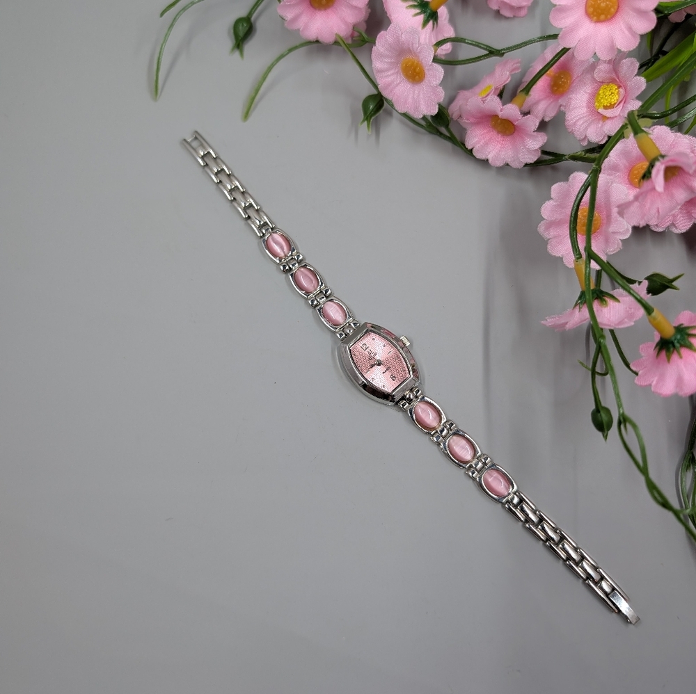 Milano Silver Bracelet Watch with Pink Dial and Pink Accents
